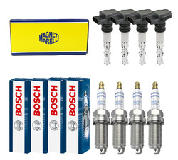 4x MAGNETI MARELLI Zündspule +4x BOSCH Zündkerze Doppelplatin für Suzuki Grand