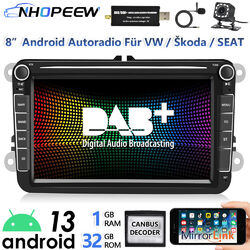 DAB+ 8" Android13 Autoradio GPS RDS Navi Für VW Golf 5 6 Polo 6R Touran Tiguan