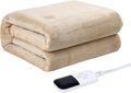 Elektrische Heizdecke Wärmedecke Wärmeunterbett Timer 9Heizstufen 180x150cm Khak