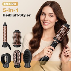 5IN1 Warmluftbürste Set Föhnbürste Lockenstab Haartrockner Air Wrap Curling