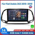 4+64GB 8-Kern Carplay Autoradio Android 14 GPS Navi Für Fiat Doblo 263 2015-2019