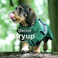 dryup Cape Hundebademantel für Dackel Trockencape Baumwollfrottee darkgreen grün
