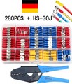 280Tlg Kabelschuhe Sortiment Box Auto KFZ Steckverbinder Zange Satz Flachstecker