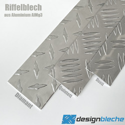 Tränenblech Aluminium Riffelblech Zuschnitt bis 3 Meter Alu Platten AlMg3 BlecheAlu Riffelblech Zuschnitte und Großformat bis 3 x 1,5 m