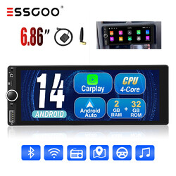 Android 14 Autoradio 1 DIN Apple Carplay 6.9" IPS Touch Screen BT GPS NAV FM RDS