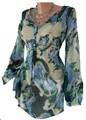 Bügelfreie Chiffon Tunika Bluse Größen 40 - 42 - 44 - 46 aqua Neu 967416