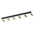 Deckenstrahler GU10 groß 126 cm lang Metall Schwarz Gold Deckenlampe Wohnzimmer