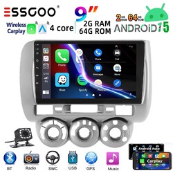 Carplay Android 15 Autoradio GPS NAVI WiFi RDS BT 9" Für Honda Fit Jazz II 02-07