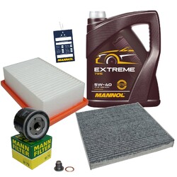 INSPEKTIONSPAKET mit 5L Mannol 5W-40 ÖL passend für RENAULT TWINGO 3 SMART 453
