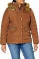 TOM TAILOR Ladies Puffer Jacket with Faux Fur Hood 1020604, Brown, XXL