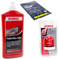 SONAX Lack Politur Set Polish & Wax Color rot 500 ml + P-Ball + Microfasertuch