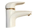 Waschtischarmatur Waschbeckenarmatur Wasserhahn  weiss weiß gold