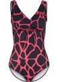 Badeanzug Gr. 44 Schwarz Dunkelpink Damen-Bademode Schwimmanzug Neu*