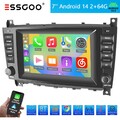 Für Mercedes C Klasse W203 CLC W209 Autoradio Android 14 Carplay 64G GPS Navi FM