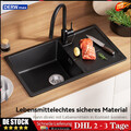Granitspüle Küchenspüle Spülbecken Schwarz 78x45cm Küchenspüle mit Abtropffläche