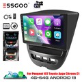 Autoradio DAB+ Carplay Android 13 Auto 4+64G GPS KAM Für Peugeot 107 Toyota Aygo