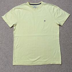  T-Shirt Tommy Hilfiger Herren klein entspannte Passform hellgelb Bar Logo T-Shirt USA