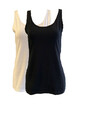 Damen Basic Top 2er-Pack Schwarz/Weiß, Weiß/Pink, Grau/Gelb, Navy/Lila Gr. S,M,L