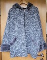 Zeitlose, elegante Pfeffer-Salz-Jacke mit Kapuze und Webpelz, 44/46 Ungetragen