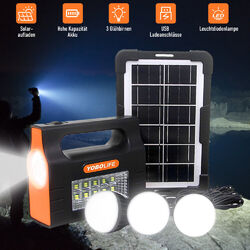 Tragbare Powerstation Solargenerator Solarpanel Ladegerät Strom LED Taschenlampe