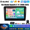 4+64G Android 14 AutoRadio Carplay BT GPS DAB+ Kam Für Skoda Superb II 2008-2015