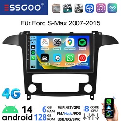 Für Ford S-Max 2006-2015 Android 14 Autoradio 8-Kern 6+128G GPS Carplay NAVI SWC