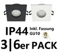 LED Einbaustrahler Rahmen GU10 Fassung 3/6 Pack Set IP44 Eckig Einbauleuchte EDO