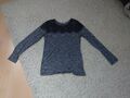 Shirt mit Spitze von Atmosphere Gr. 32/34 - grau meliert/schwarz