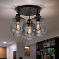 Deckenlampe Deckenleuchte Wohnzimmerlampe 3-flammig Rauchglas schwarz bronze E27