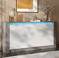 Sideboard mit LED-Leuchten Kommode Anrichte Beistellschrank Hochglanz Weiß+Grau
