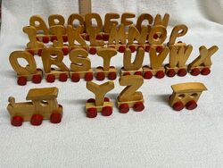 ABC Zug, 28 tlg., Holz mit Rädern, Alphabet, Buchstaben, Kinderspielzeug, lernen