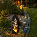Solarlampe Steckleuchte Außenleuchte LED Crackle Glas Deko Baummuster Flamme 2x