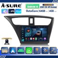4G Lte Android 14 Autoradio Carplay FM GPS Navi Kam Für Honda Civic IX 2012-2017