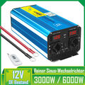 Strom 3000W 6000W Reiner Sinus Spannungswandler 12V 230V Wechselrichter Reisen