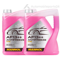 2x Kühlerfrostschutz MANNOL AF13++ Antifreeze 5 Liter Fertiggemisch -40°C rot