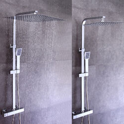 Duschsystem mit Thermostat Duscharmatur Regendusche Duschset Handbrause 30/40cm