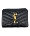 Saint Laurent Paris Wallet Compact Purse YSL Cassandra Black Authentic