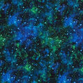 Stoff Baumwolle Sweatshirtstoff Galaxy Weltraum All Sterne schwarz blau grün