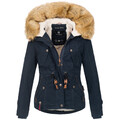 Warme Damen Winter Jacke Winterjacke Steppjacke gefüttert Navy L V1204 Box231
