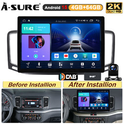 13" Android 15 Autoradio GPS Navi Mit DAB+ Kam Für VW Sharan 7N Seat Alhambra II