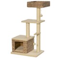 Katzenbaum Rattan Kratzbaum multifunktion Katzenhöhle Ballspielzeug Plüsch PE
