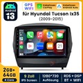 2+64GB Android 14 Autoradio GPS Carplay DAB+ WIFI RDS BT Für Hyundai ix35 Tucson