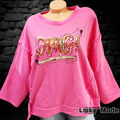 Italy Sweatshirt Pullover Oversized Vintage OMG ! Druck 38 40 42 Pink Rot Gold
