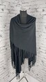 Strick-Poncho,Cape,mit Fransen,Schwarz,One Size 36 -50,Herbst/Winter,NEU