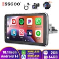 10" 1 DIN Autoradio Carplay Android 14 64G GPS NAVI Drehbarer Bildschirm Cam MIK