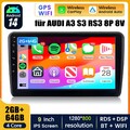 64G Android 14 Auto Radio Carplay RDS DSP WiFi GPS Navi für AUDI A3 S3 RS3 8P 8V
