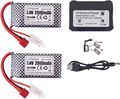2x 7.4V 2000mAh LiPo Akku Set mit T-Plug und 2in1 Ladegerät für RC Modelle
