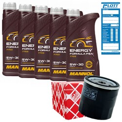 Febi Ölfilter 5L Mannol Energy Formula PSA 5W-30 passend für Fiat Ford 1.2 1.0