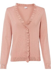 Feinstrickjacke mit V-Ausschnitt Gr. 40/42 Vintagerosa Damen Basic-Jacke Neu*