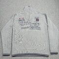 Camp David Herren 1/4 Zip Pullover XXL Grau Baumwolle Strick Hoher Stehkragen